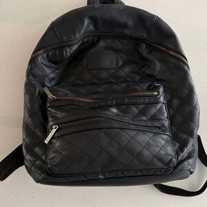 Black Quilted Leather Backpack diaper bag